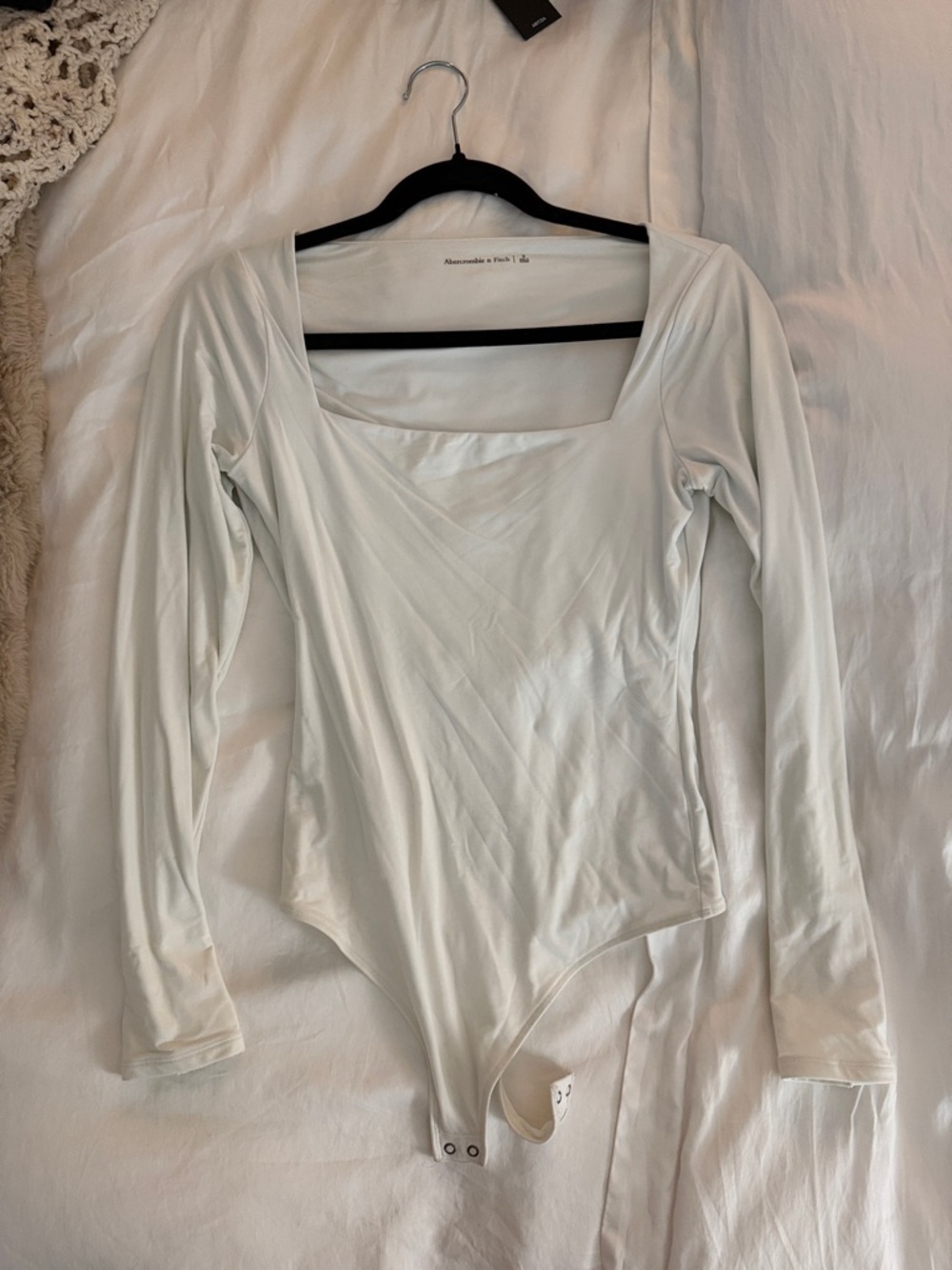 Abercrombie & Fitch White Square Neck Long Sleeve Bodysuit